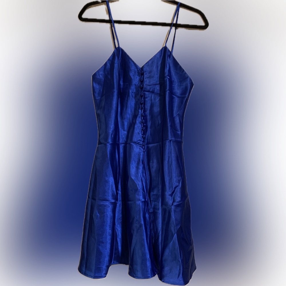 Royal Blue women’s sz Small Vintage Mini Slip Dress Victoria’s Secret Gold label